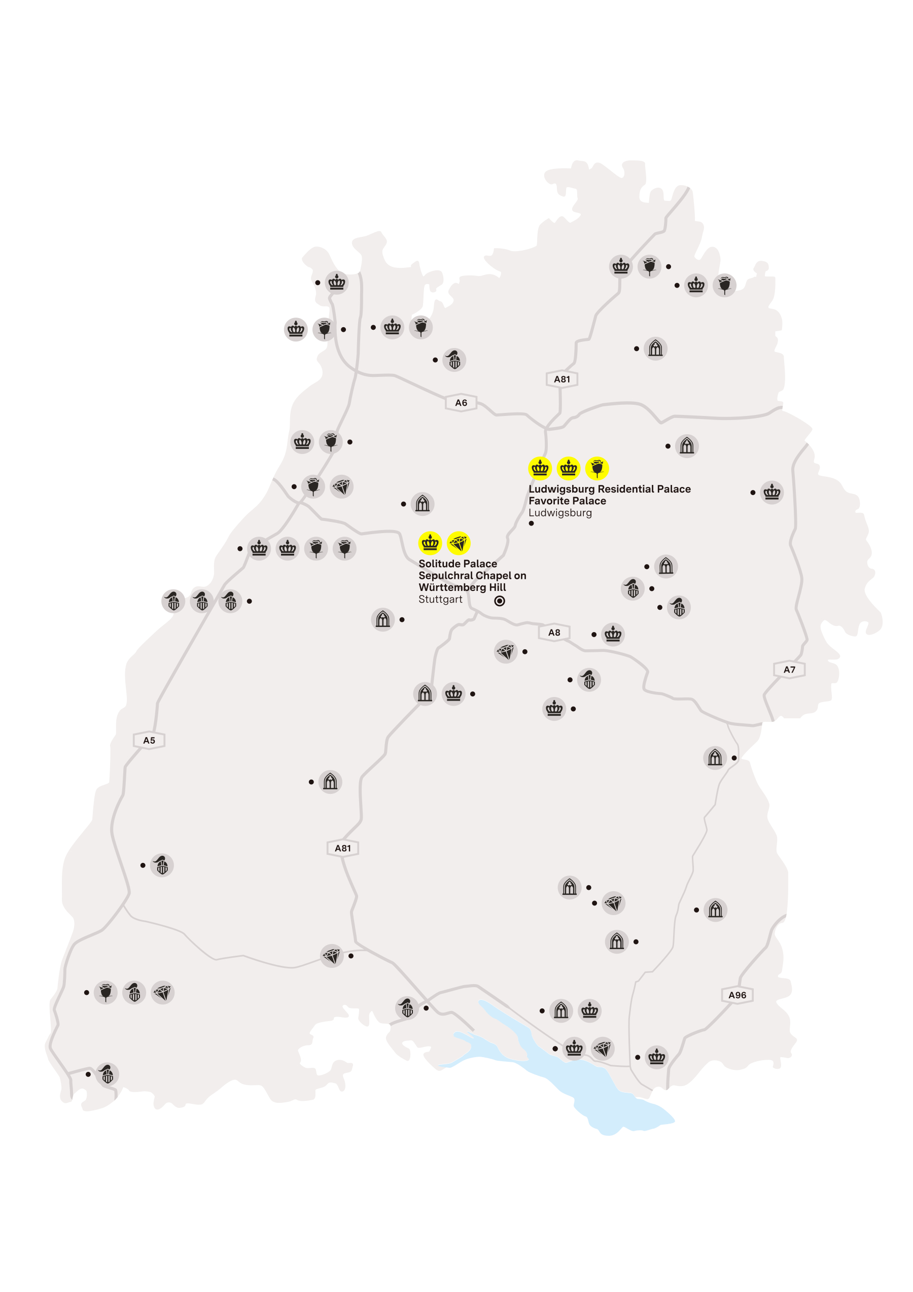 journey map, Illustration: Staatliche Schlösser und Gärten Baden-Württemberg, JUNG:Kommunikation GmbH