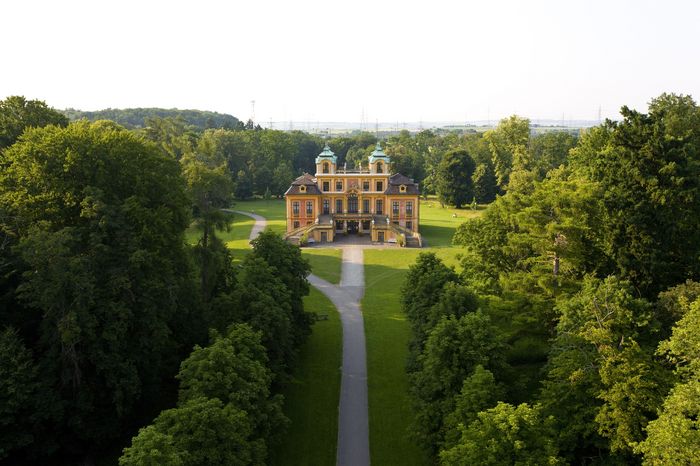 Luftbild von Schloss Favorite Ludwigsburg