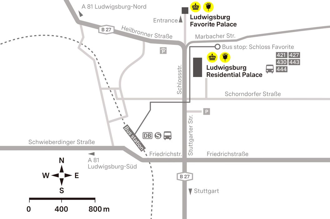 journey description: Ludwigsburg Favorite Palace, illustration: Staatliche Schlösser und Gärten Baden-Württemberg, JUNG:Kommunikation